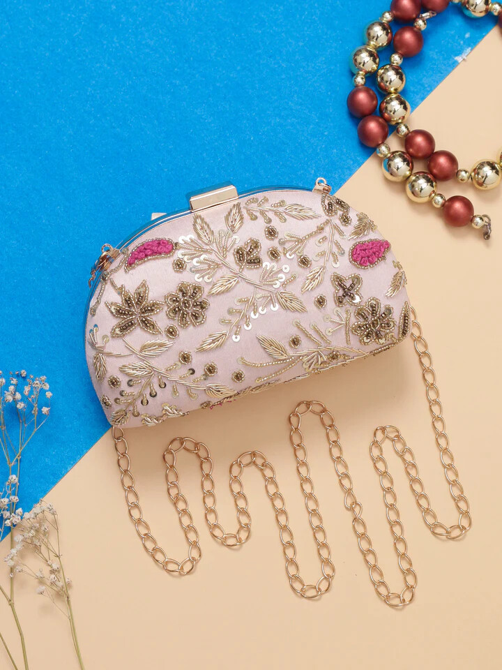 Embroidered Clutch Bag for Women | Handmade Ethnic Party Purse | Indian Bridal & Festive Clutch | Multiple Colors - Image 2