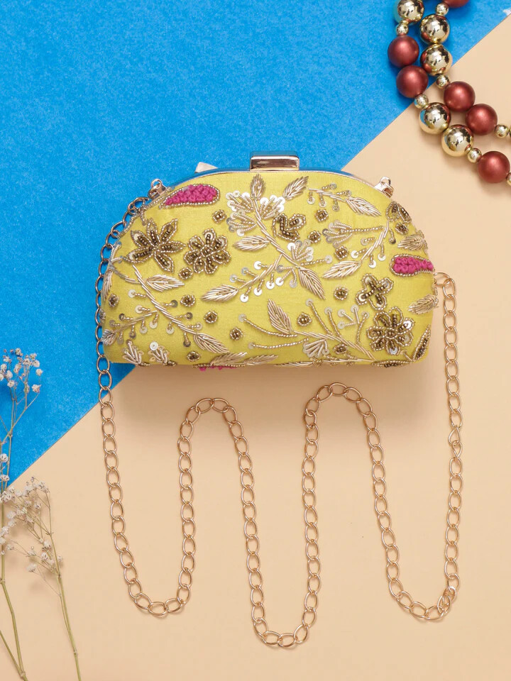 Embroidered Clutch Bag for Women | Handmade Ethnic Party Purse | Indian Bridal & Festive Clutch | Multiple Colors