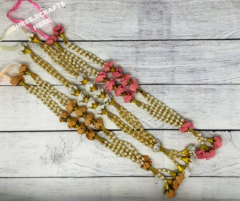 Pearl Milni Haars – Traditional Punjabi Wedding Necklace for Groom | Handcrafted Milni Jewelry | Sikh Wedding Accessories - Image 2