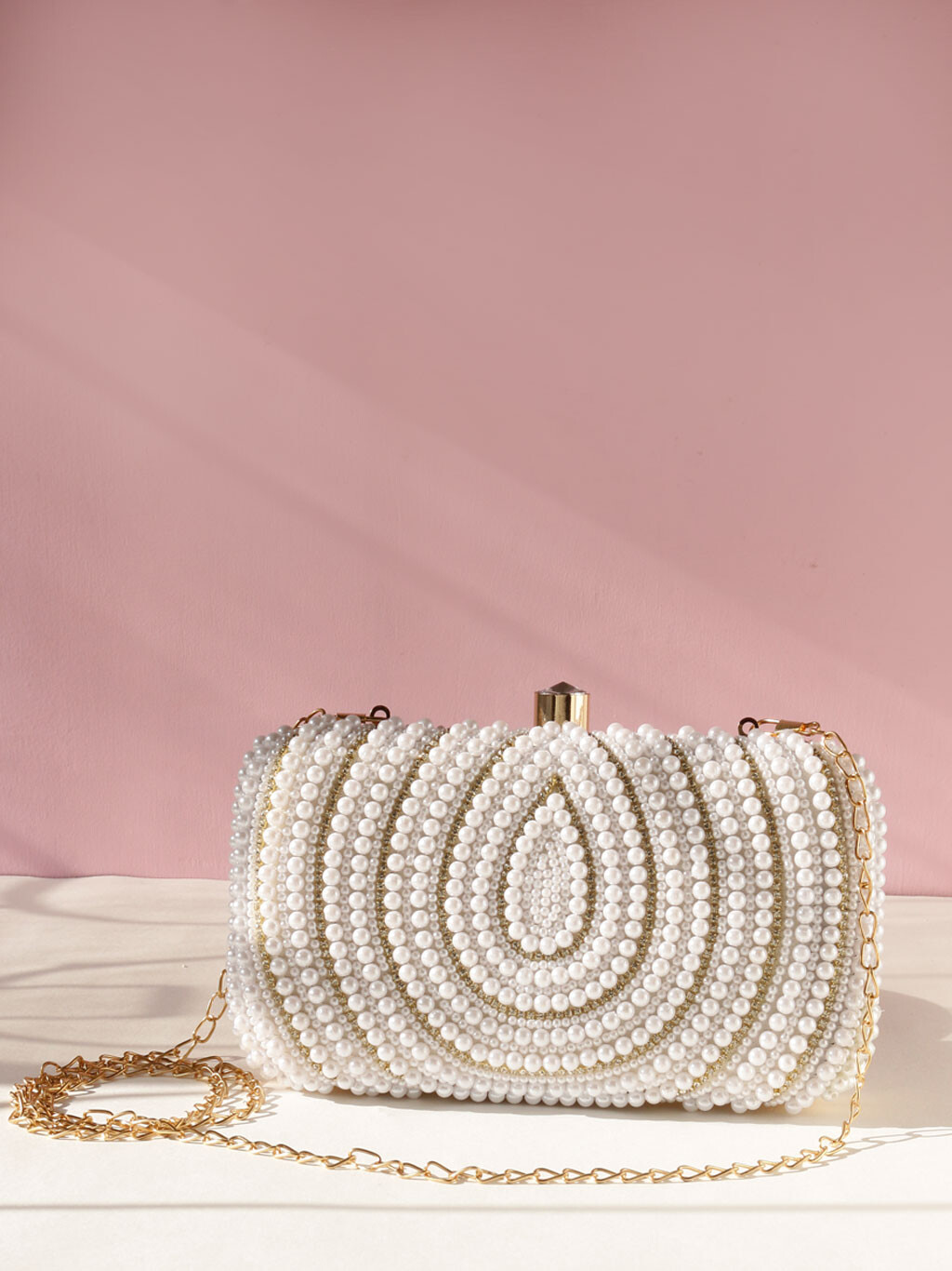 Pearl Work Clutch Bag for Women | Handmade Ethnic Party Purse | Indian Bridal & Festive Clutch