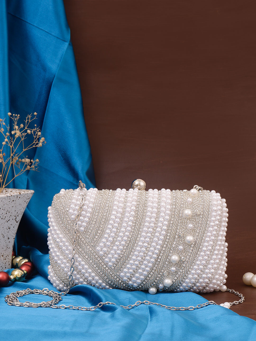 Pearl Work Clutch Bag for Women | Handmade Ethnic Party Purse | Indian Bridal & Festive Clutch