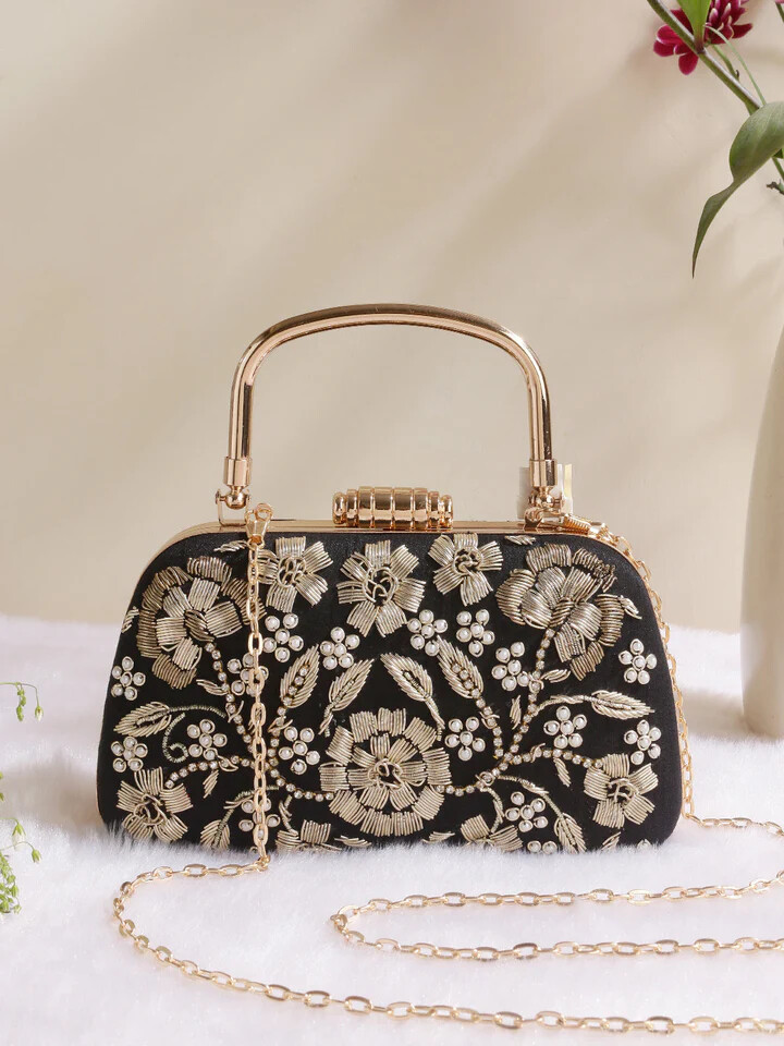 Embroidered Clutch Bag for Women | Handmade Ethnic Party Purse | Indian Bridal & Festive Clutch | Multiple Colors