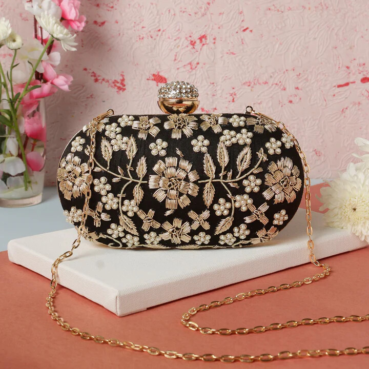 Embroidered Clutch Bag for Women | Handcrafted Clutch | Elegant Evening Bag | Minimalist Embroidered Purse | Multiple Colors