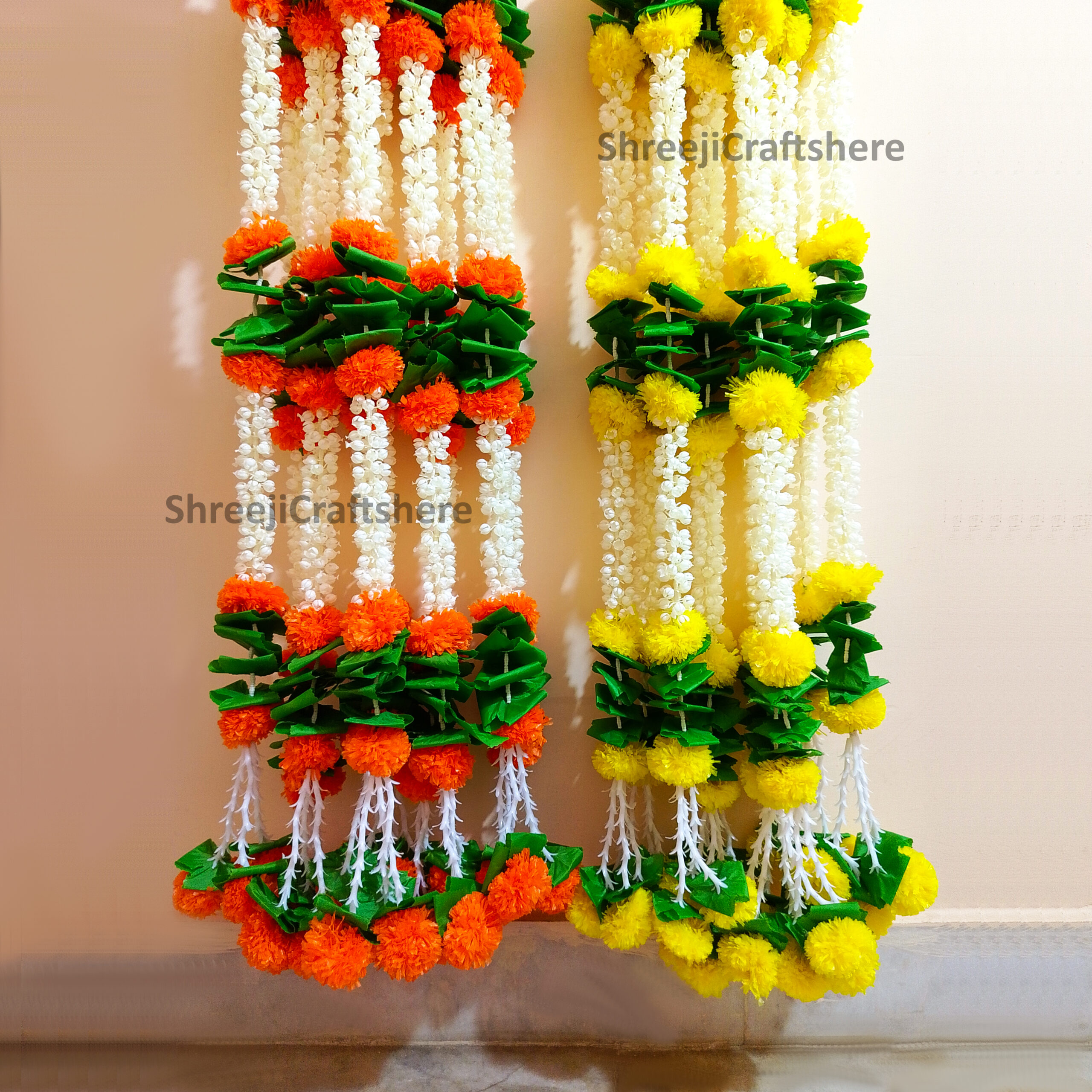 Mogra Marigold Strings | 5 Ft' Floral Decoration | Main Door, Wedding, Diwali, Puja, Home Decor - Image 5