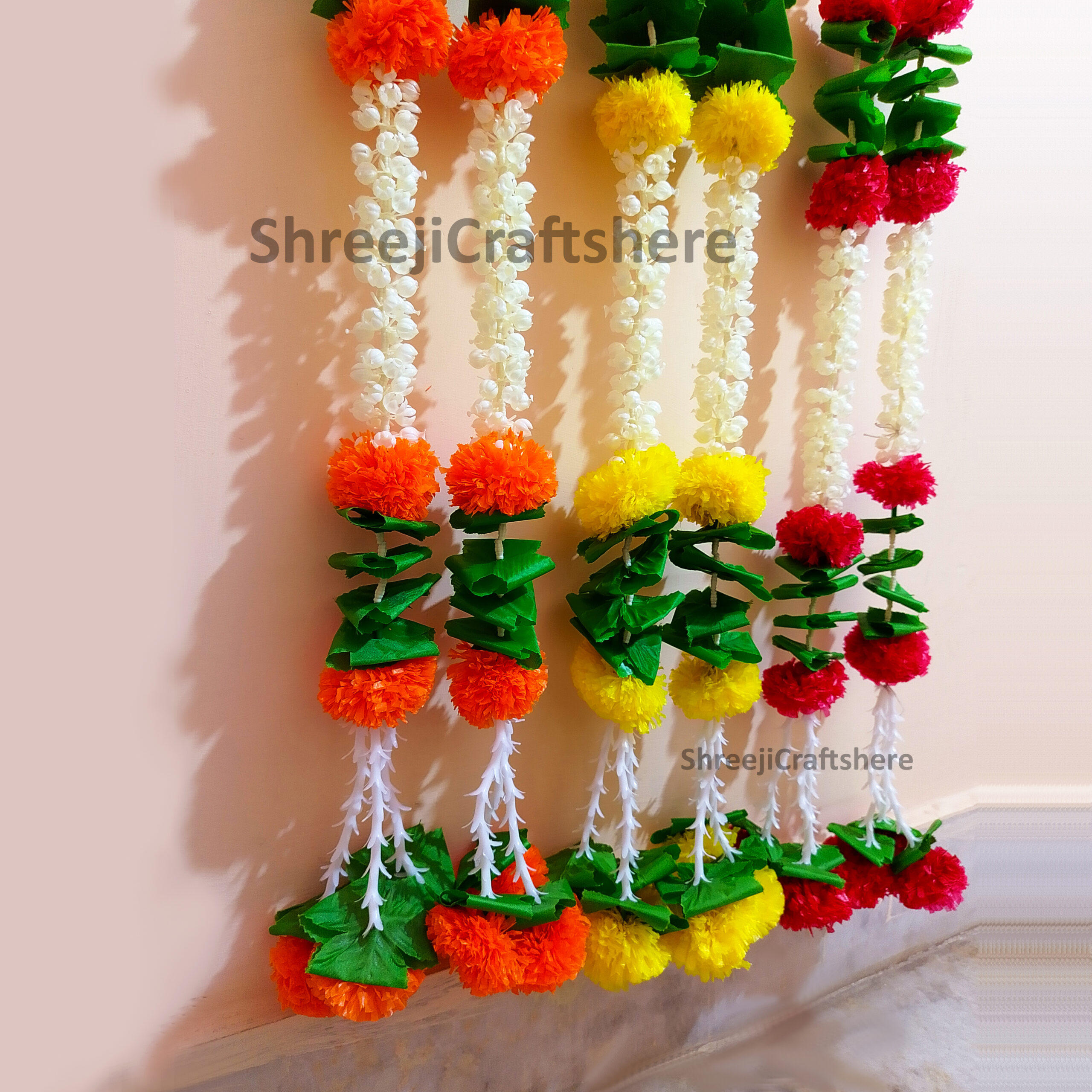 Mogra Marigold Strings | 5 Ft' Floral Decoration | Main Door, Wedding, Diwali, Puja, Home Decor - Image 4