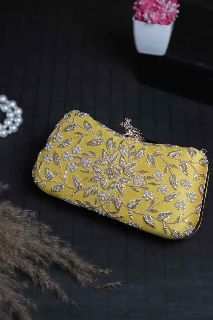 Blue Embroidered Clutch Bag for Women | Handmade Ethnic Party Purse | Indian Bridal & Festive Clutch - Image 2