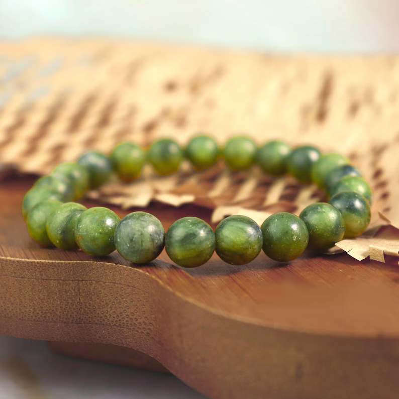 Green Jade Crystal Bracelet | Natural Jade Stone Bracelet | Healing Crystal Jewelry | Prosperity & Luck Bracelet | Handmade Gemstone Bracelet | Gift for Men & Women