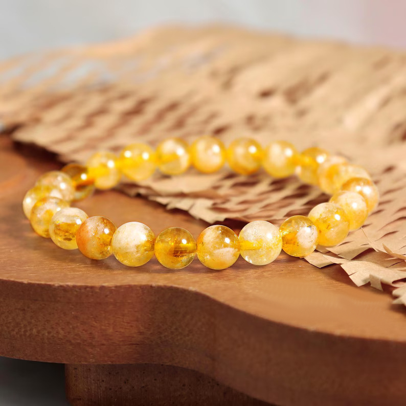 Citrine Crystal Bracelet | Natural Citrine Healing Bracelet | Prosperity & Abundance Bracelet | Yellow Gemstone Beads | Unisex Crystal Jewelry Gift - Image 2