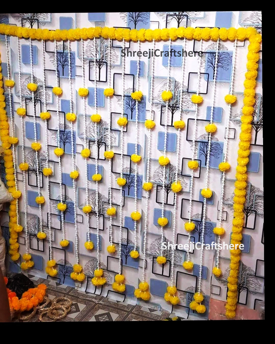 Tuberose Backdrop | Marigold Backdrop | Wedding, Haldi, Birthday, Festival Decoration | Decorative Background - Image 3
