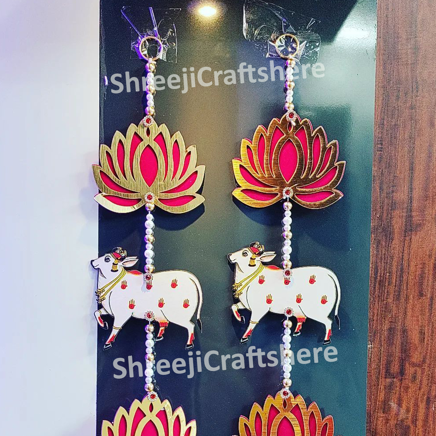 Lotus Pichwai Cow Wall Hanging | Indian Home Decor | Boho Wall Art | Festive & Wedding Decoration - Image 2