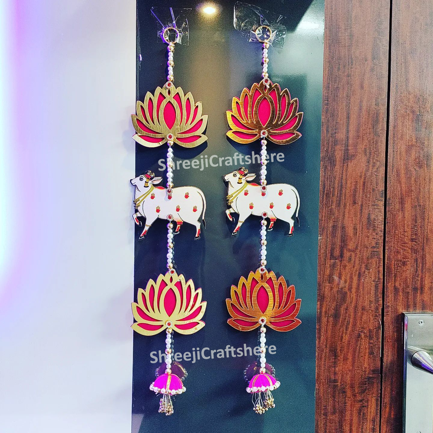 Lotus Pichwai Cow Wall Hanging | Indian Home Decor | Boho Wall Art | Festive & Wedding Decoration