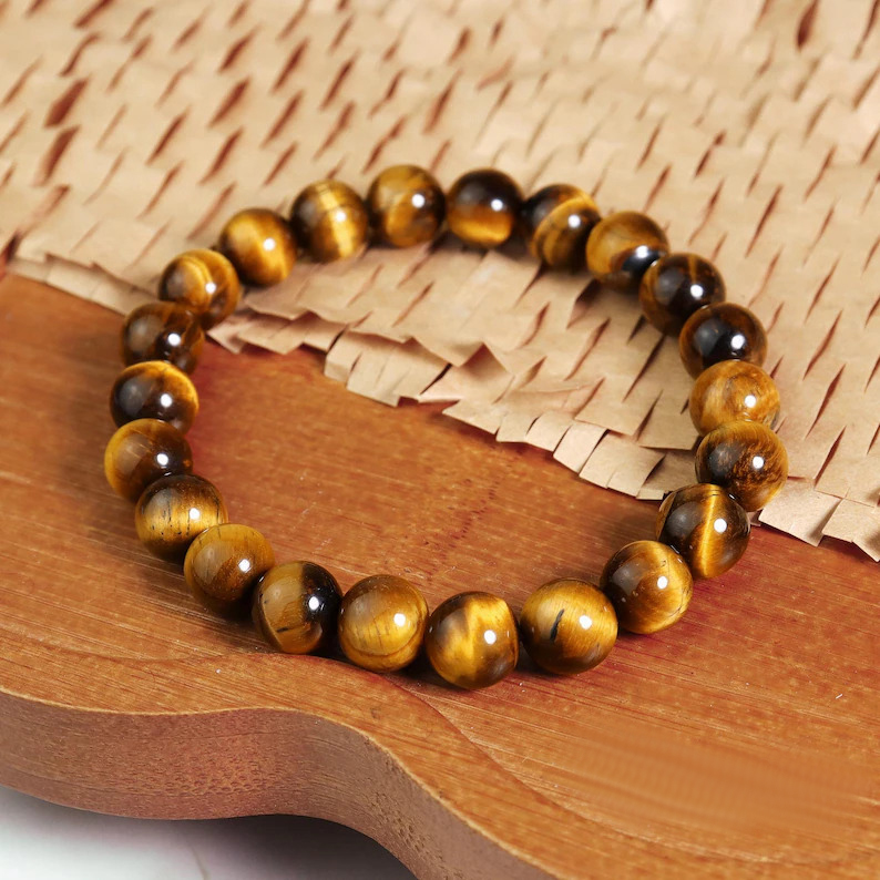 Tiger Eye Brown Crystal Bracelet | Natural Healing Stone Bracelet | Protection & Confidence Jewelry | Unisex Energy Bracelet | Gift for Men & Women