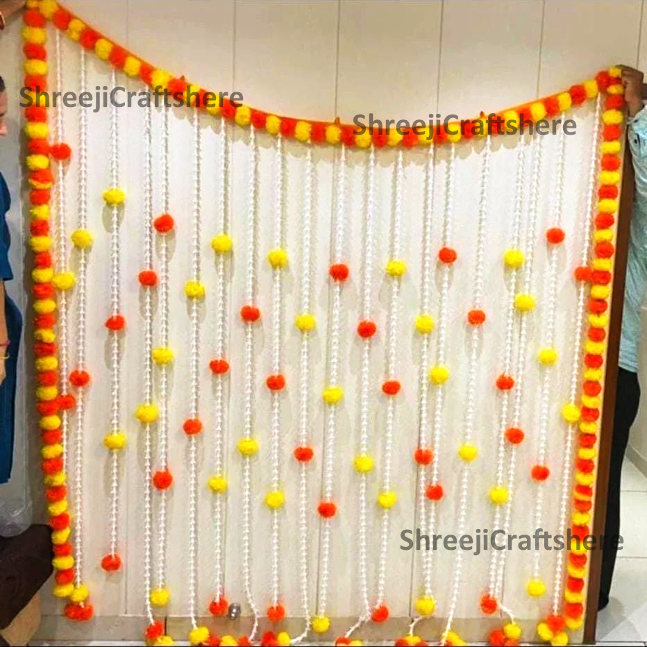 Tuberose Backdrop | Marigold Backdrop | Wedding, Haldi, Birthday, Festival Decoration | Decorative Background - Image 2