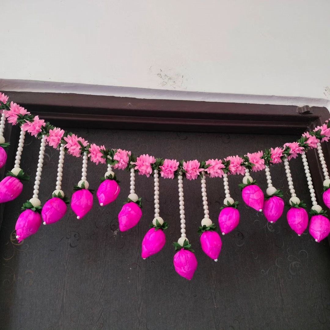 Jasmine Lotus Buds Toran Hanging | Toranam for Door Decoration | Festive Bandhanwar | Traditional Indian Home Decor - Image 2