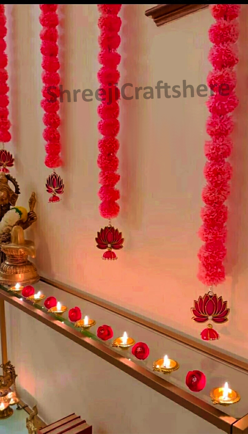 Marigold Lotus Hangings | Floral Decoration | Main Door, Wedding, Diwali, Puja, Home Decor