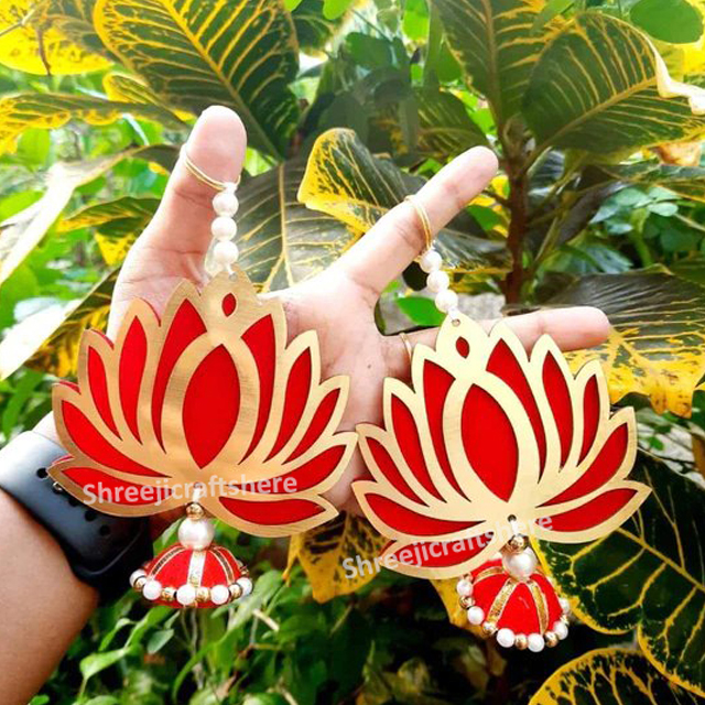 Lotus Wall Hangings for Backdrop | MDF Floral Decor | Handmade Lotus Hanging | Festive & Home Decoration