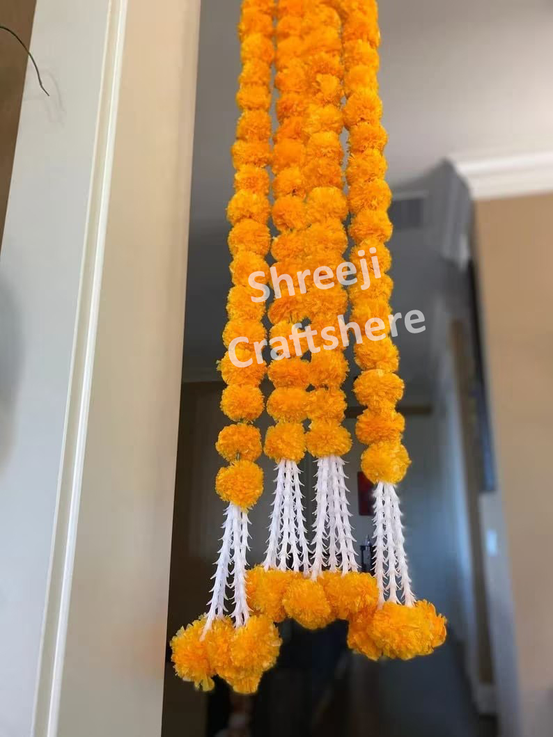 Marigold Tuberose Strings | 5 Ft' Floral Decoration | Main Door, Wedding, Diwali, Puja, Home Decor - Image 3