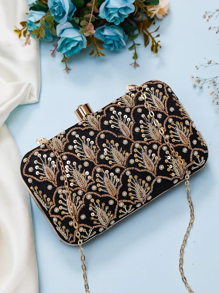 Embroidered Clutch Bag for Women | Handmade Ethnic Party Purse | Indian Bridal & Festive Clutch