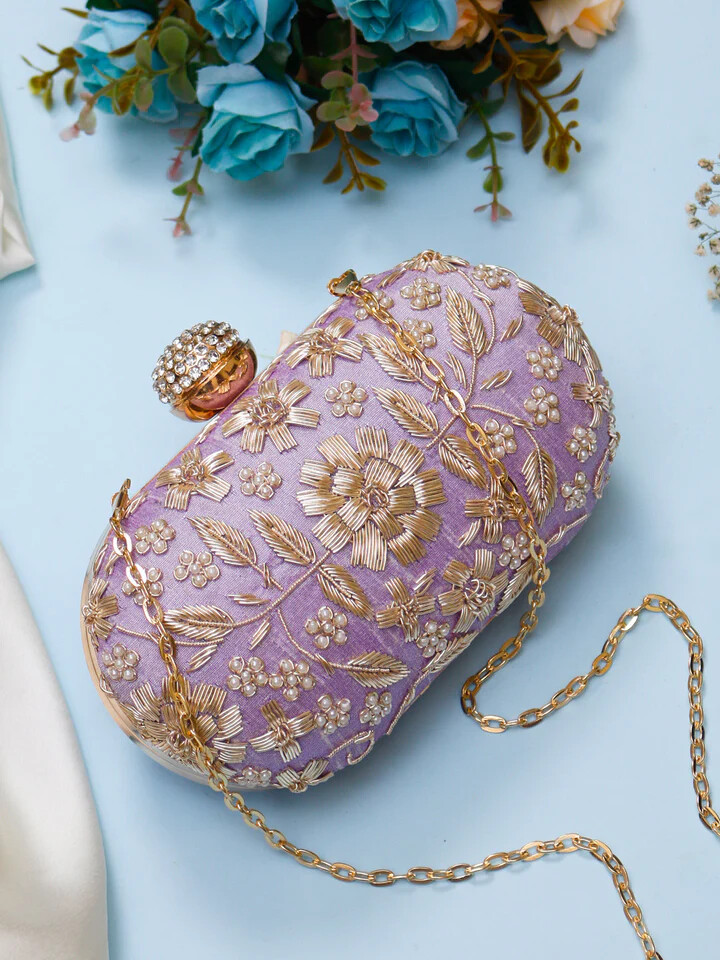 Embroidered Clutch Bag for Women | Handcrafted Clutch | Elegant Evening Bag | Minimalist Embroidered Purse | Multiple Colors - Image 2