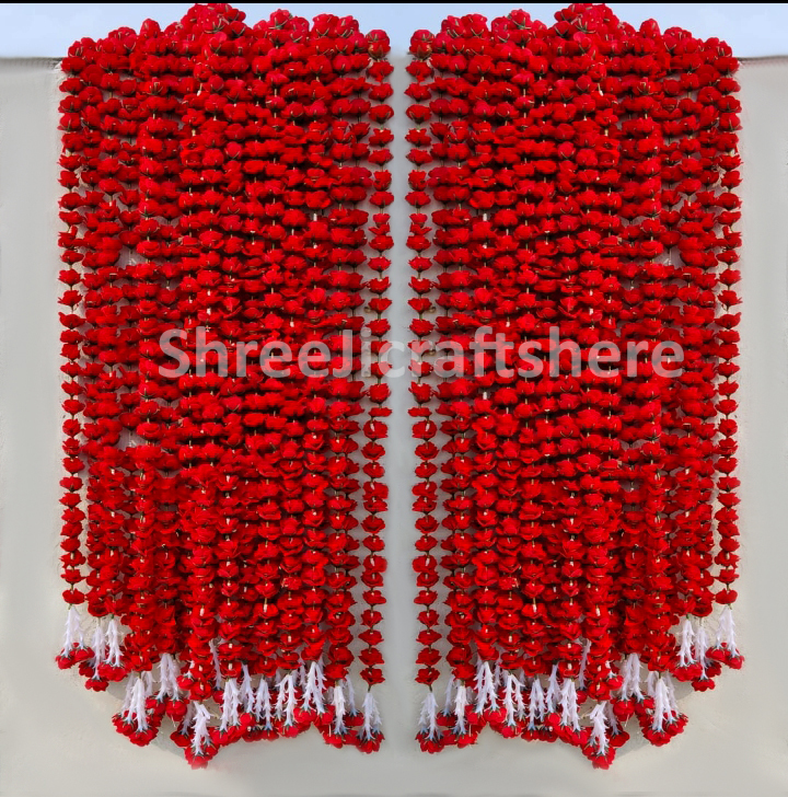 5 Feet' Rose Heavy Strings with bottom Tuberose | Main Door, Wedding, Diwali, Puja, Home Decor