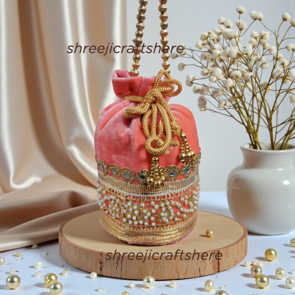Handmade Velvet Potli Bags | Wedding Return Gift Bags | Bridal Potli Pouch | Indian Festive Gift Bags - Image 3