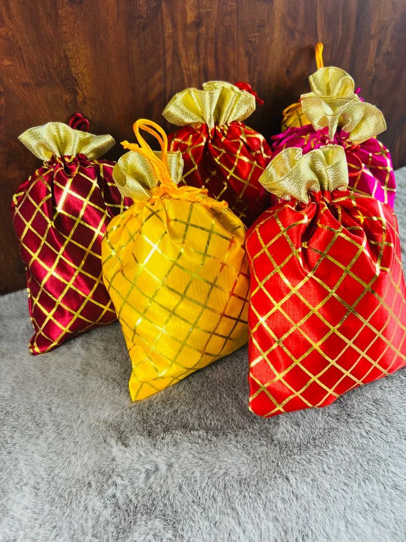 Handcrafted Potli Bags for Return Gifts | Indian Wedding Favor Bags | Festive Potli Pouches | Bridal Gift Bags - Image 3