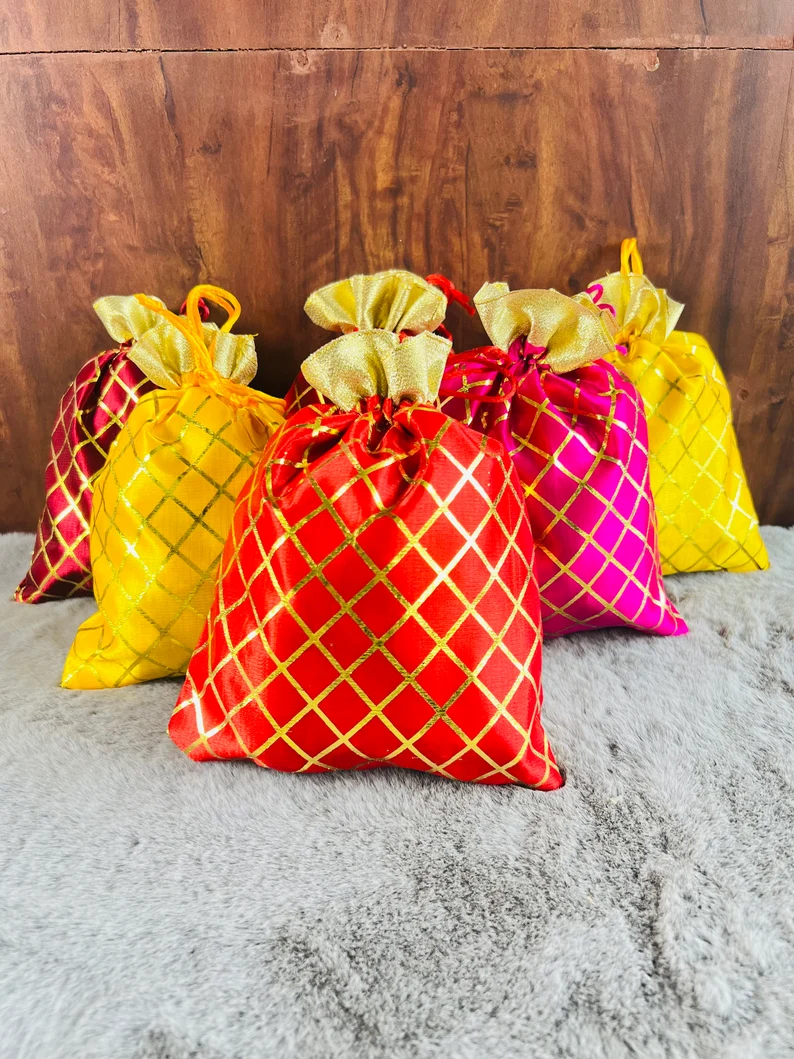 Handcrafted Potli Bags for Return Gifts | Indian Wedding Favor Bags | Festive Potli Pouches | Bridal Gift Bags