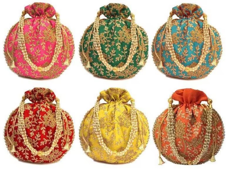 Embroidered Potli Bags for Return Gifts | Indian Wedding Favor Bags | Festive Potli Pouches | Bridal Gift Bags - Image 2