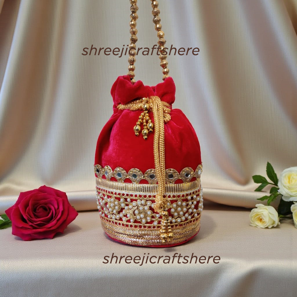 Handmade Velvet Potli Bags | Wedding Return Gift Bags | Bridal Potli Pouch | Indian Festive Gift Bags - Image 5