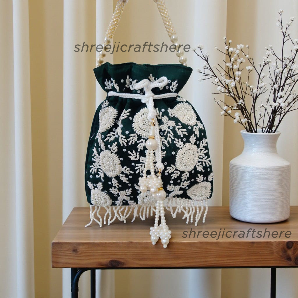 Heavy Embellished Potli Bag | Bridal Party Clutch | Ethnic Handbag for Weddings & Functions - Image 7