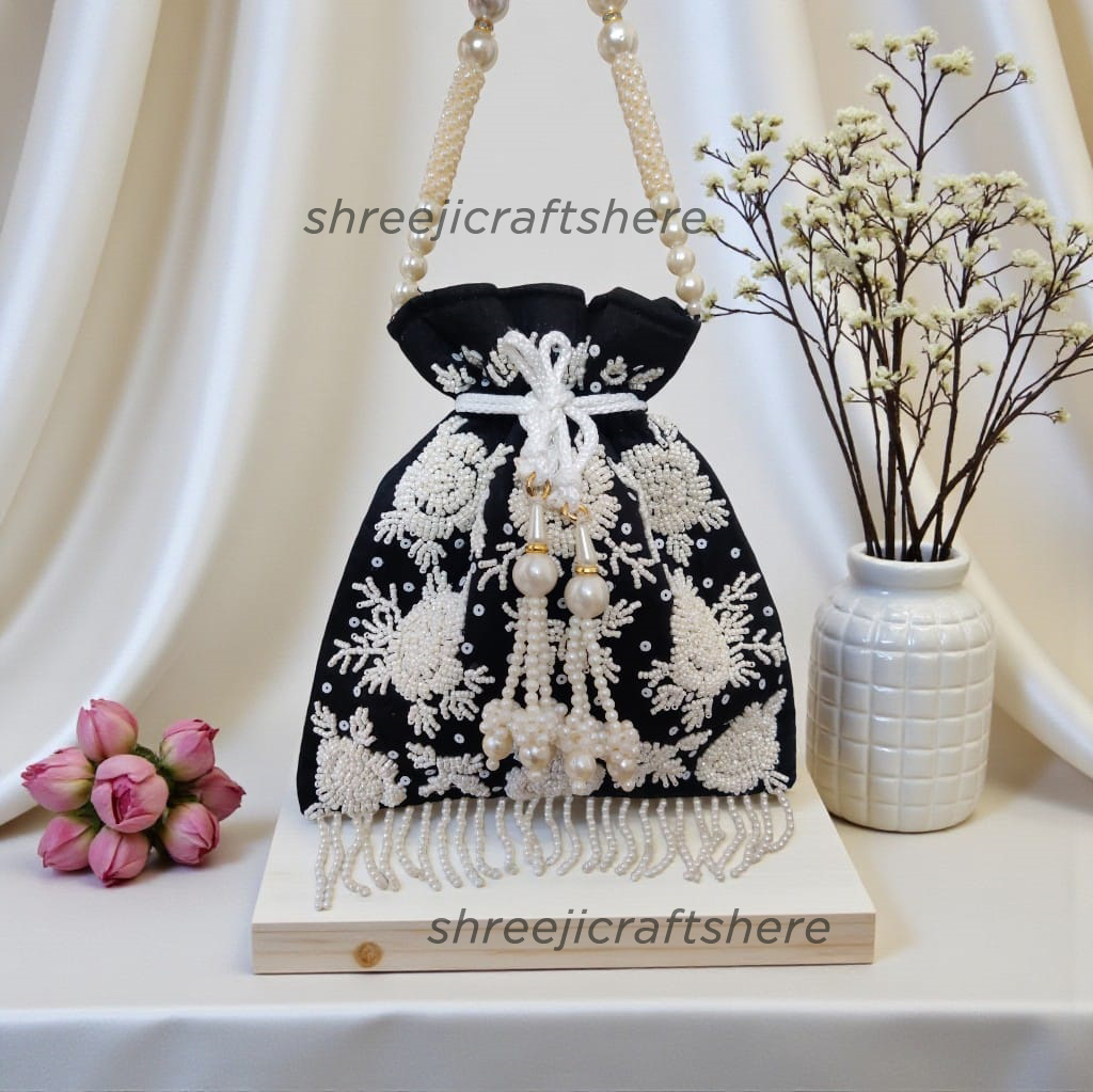 Heavy Embellished Potli Bag | Bridal Party Clutch | Ethnic Handbag for Weddings & Functions - Image 4