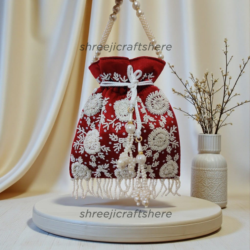 Heavy Embellished Potli Bag | Bridal Party Clutch | Ethnic Handbag for Weddings & Functions - Image 2