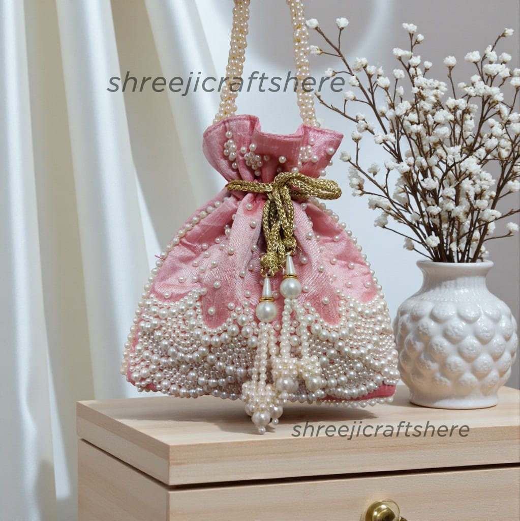 Handcrafted Heavy Potli Bag | Indian Bridal Clutch Purse | Elegant Wedding & Party Accessory - Image 3