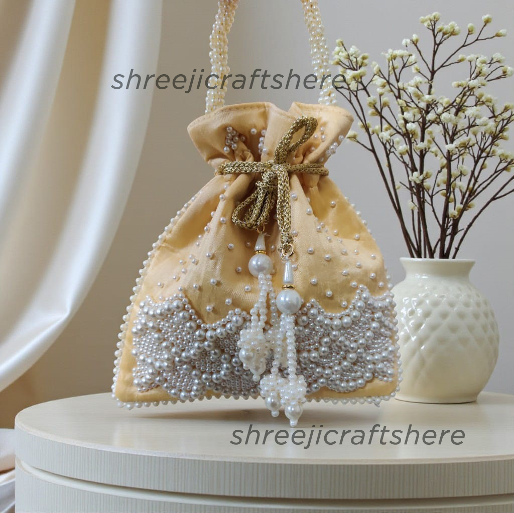 Handcrafted Heavy Potli Bag | Indian Bridal Clutch Purse | Elegant Wedding & Party Accessory - Image 7