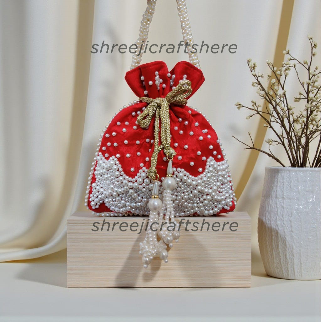 Handcrafted Heavy Potli Bag | Indian Bridal Clutch Purse | Elegant Wedding & Party Accessory - Image 7