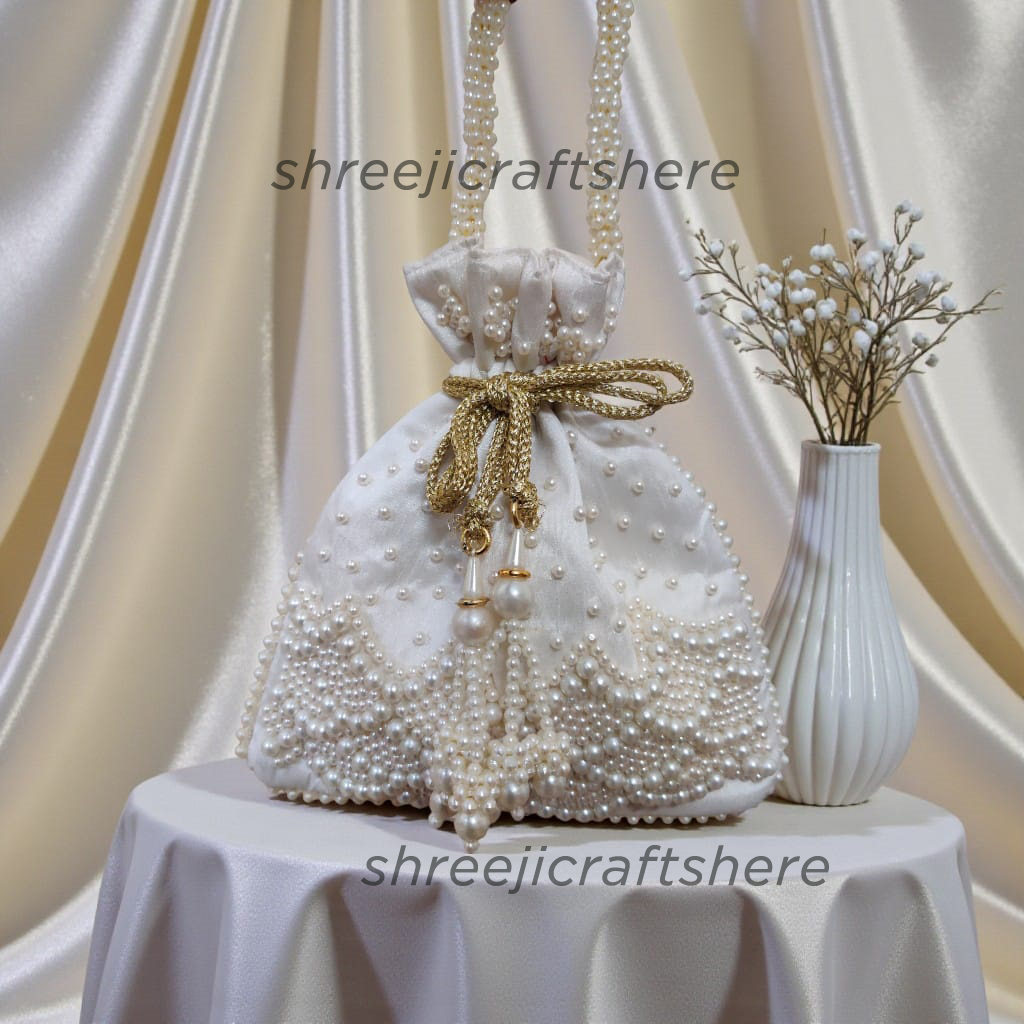 Handcrafted Heavy Potli Bag | Indian Bridal Clutch Purse | Elegant Wedding & Party Accessory - Image 4