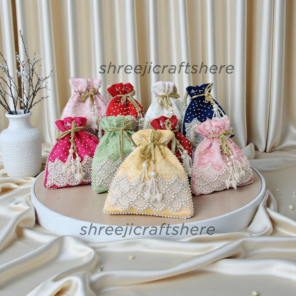 Handcrafted Heavy Potli Bag | Indian Bridal Clutch Purse | Elegant Wedding & Party Accessory - Image 2