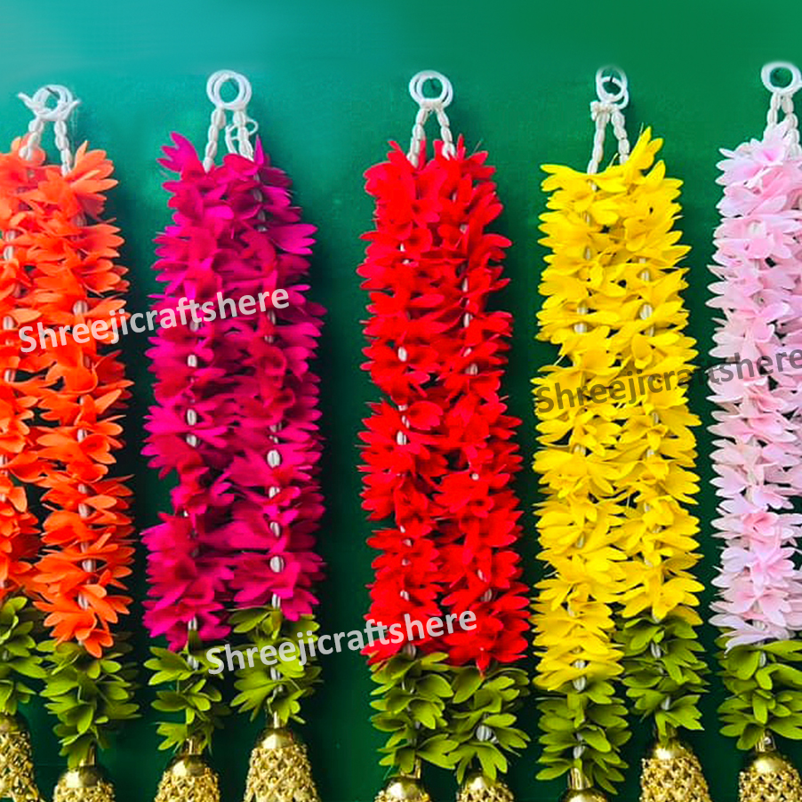Jasmine Strings with Bells | 3 Feet' Floral Decoration | Backdrop, Main Door, Wedding, Diwali, Puja, Home Decor - Image 2