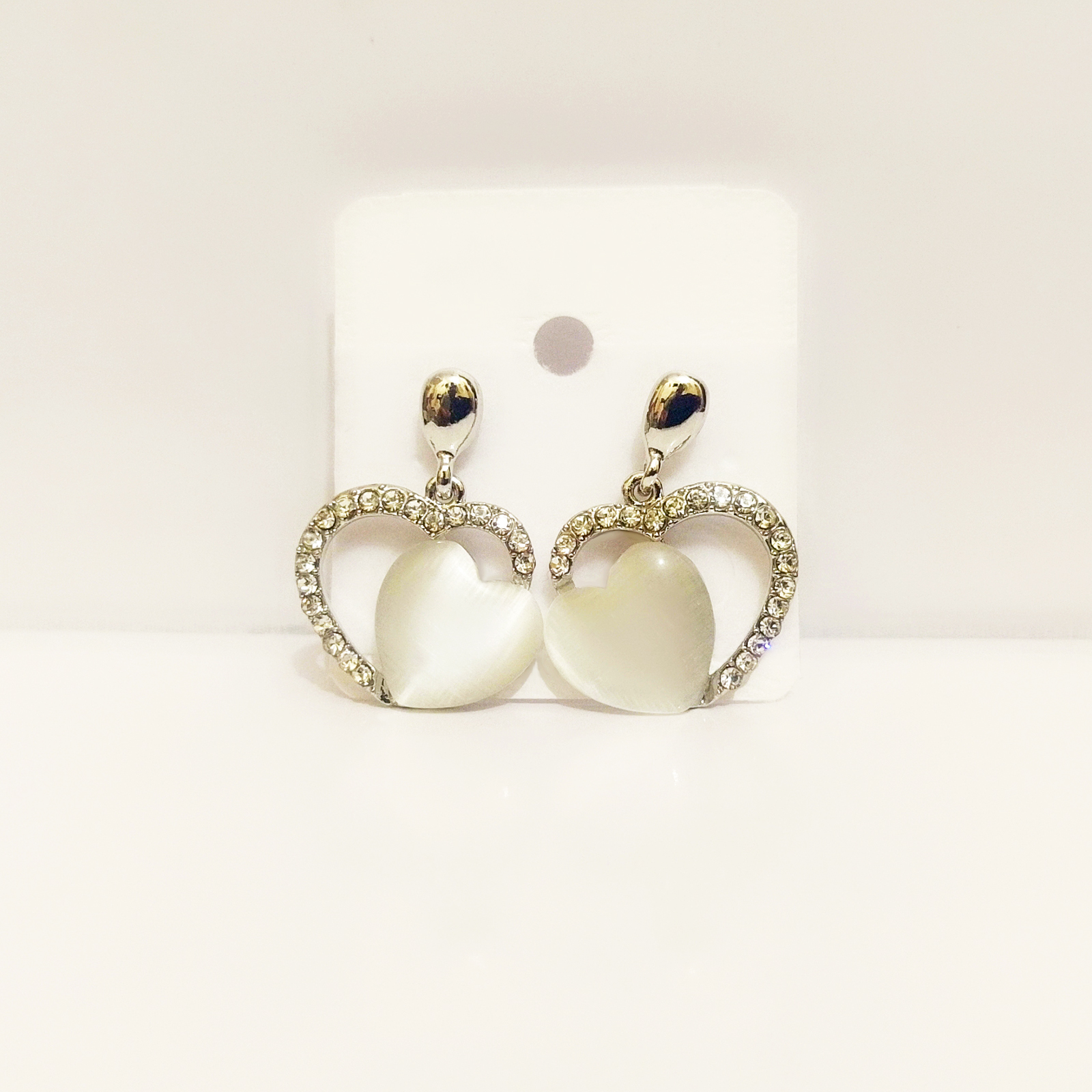 Eternal Love: Crystal-Framed Heart Drop Earrings (Silver-Tone) - Image 4