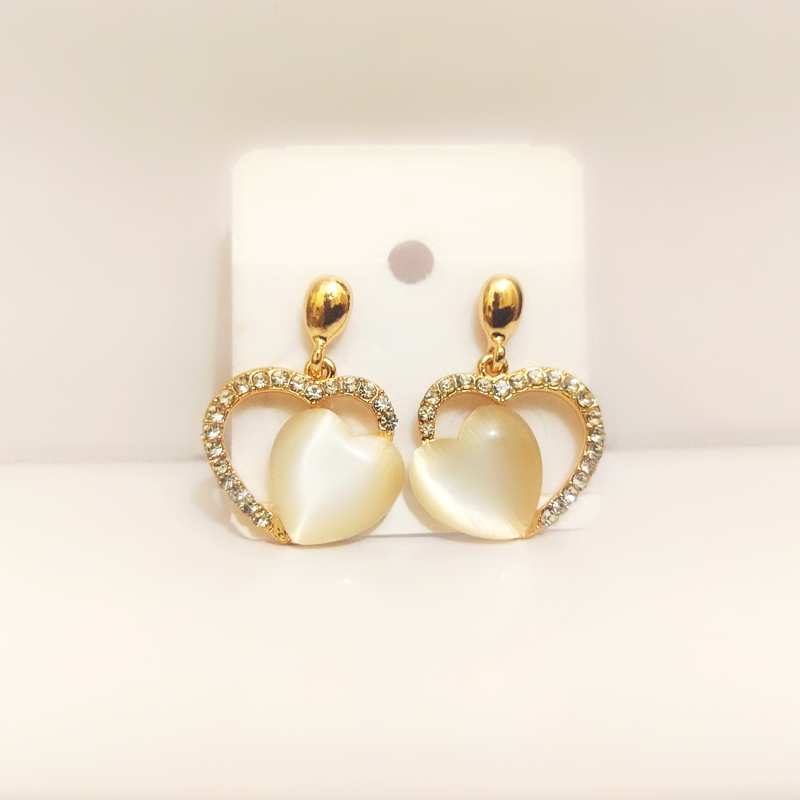 Eternal Love: Crystal-Framed Heart Drop Earrings (Silver-Tone) - Image 2