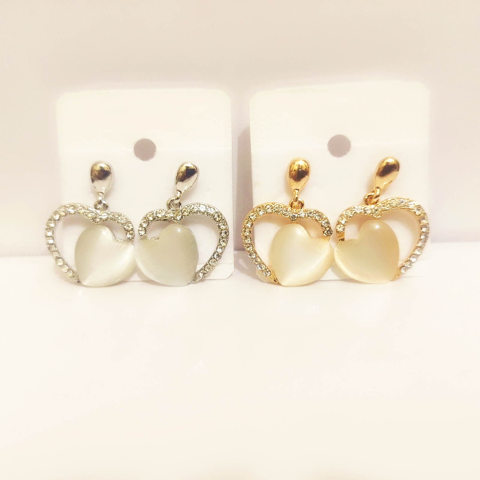 Eternal Love: Crystal-Framed Heart Drop Earrings (Silver-Tone) - Image 3