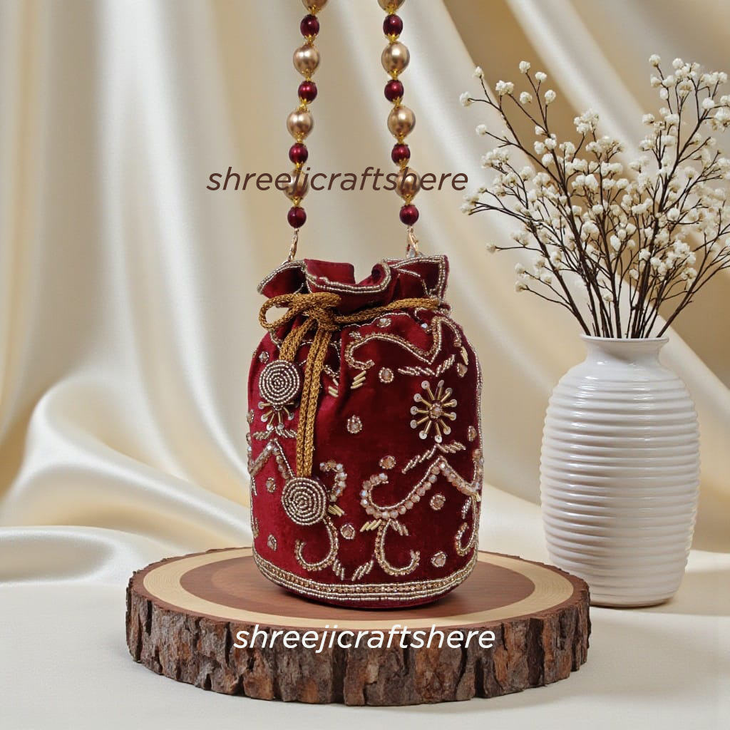 Premium Heavy Potli Bag with Rich Embroidery | Designer Ethnic Pouch for Weddings & Special Occasions - Image 2