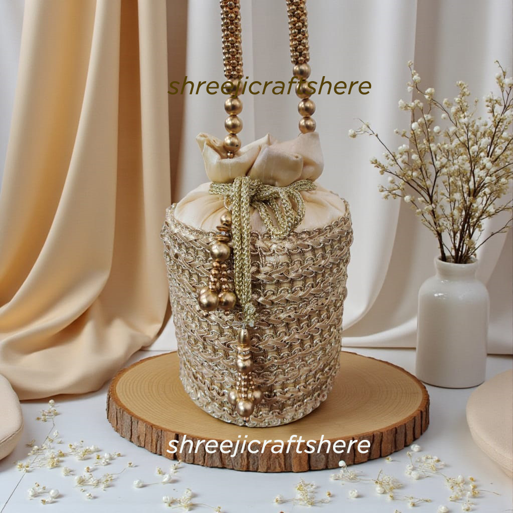 Heavy Embellished Potli Bag | Bridal Party Clutch | Ethnic Handbag for Weddings & Functions - Image 3