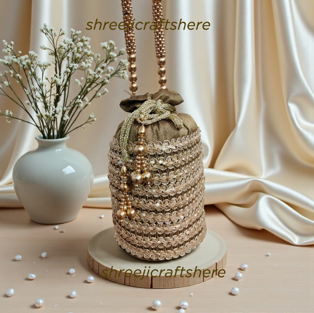 Heavy Embellished Potli Bag | Bridal Party Clutch | Ethnic Handbag for Weddings & Functions - Image 2