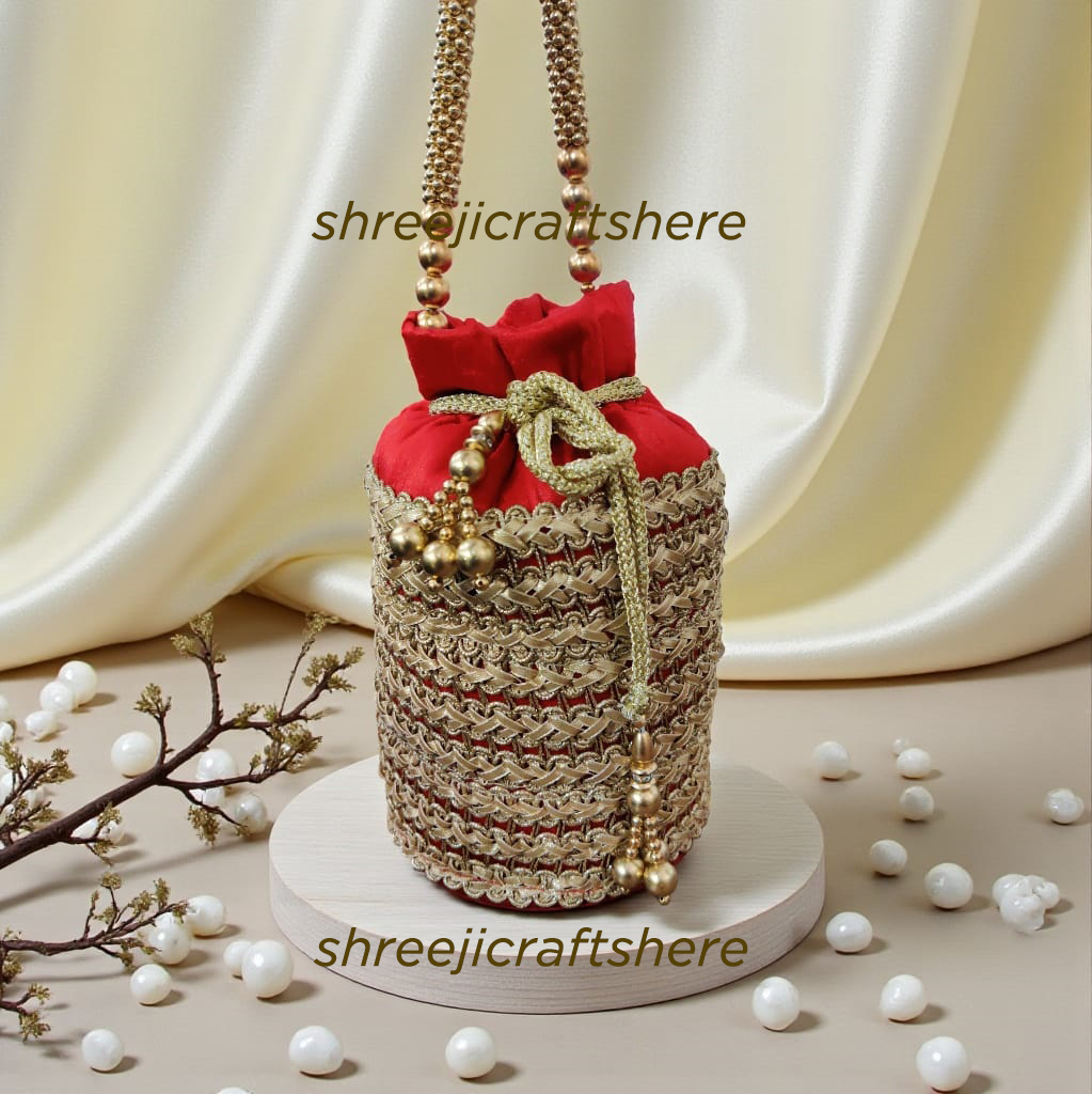Heavy Embellished Potli Bag | Bridal Party Clutch | Ethnic Handbag for Weddings & Functions - Image 4