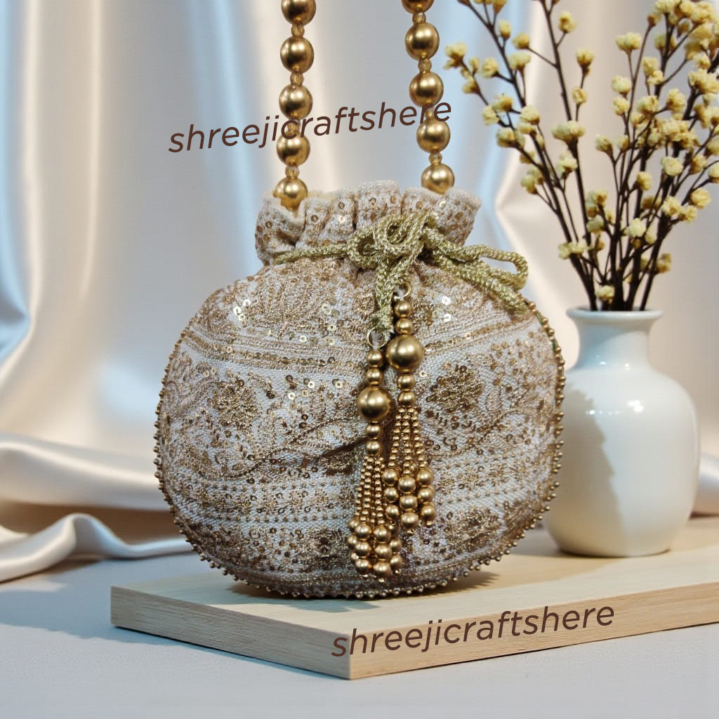 Heavy Embellished Potli Bag | Bridal Party Clutch | Ethnic Handbag for Weddings & Functions - Image 7
