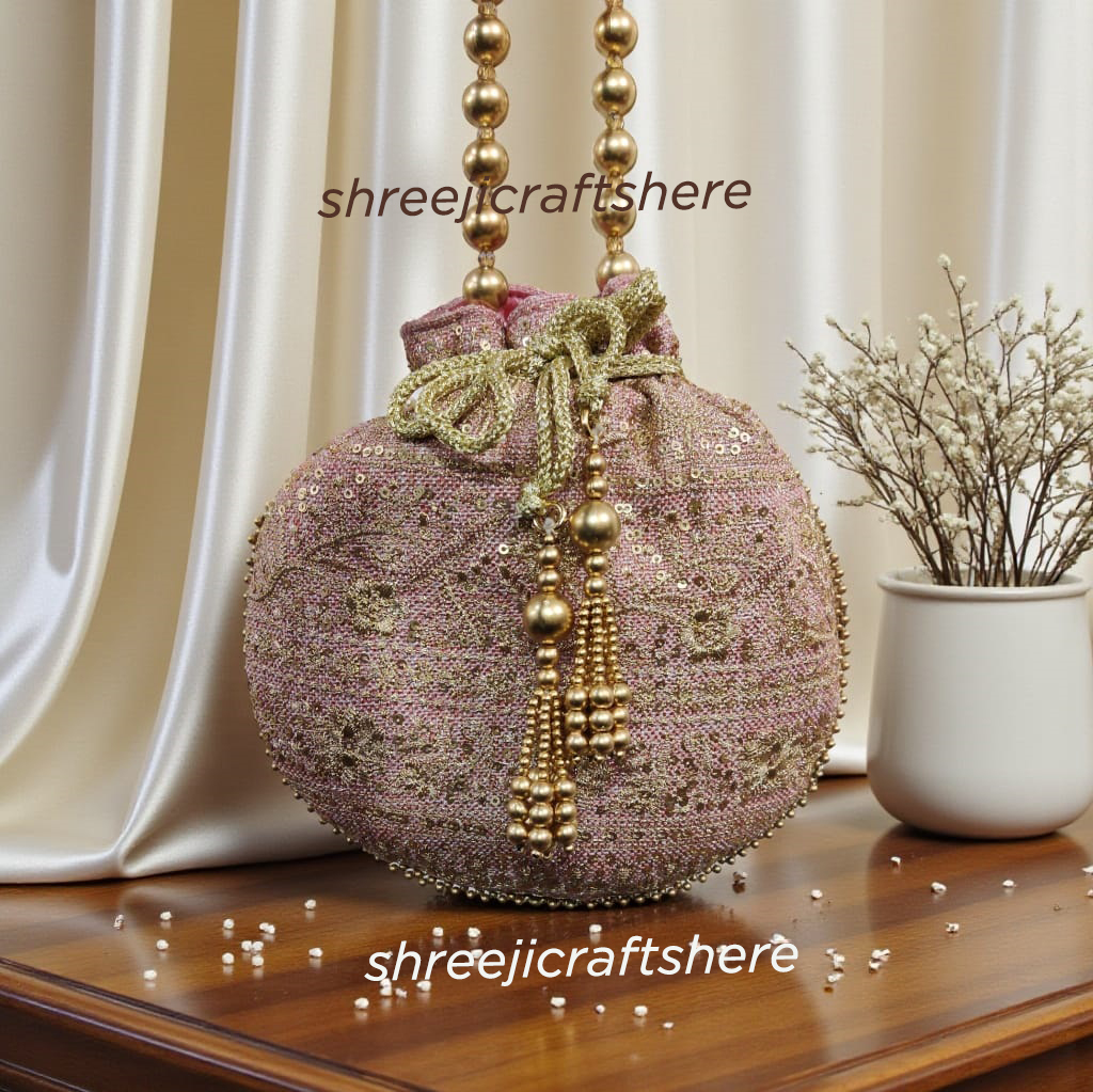 Heavy Embellished Potli Bag | Bridal Party Clutch | Ethnic Handbag for Weddings & Functions - Image 6