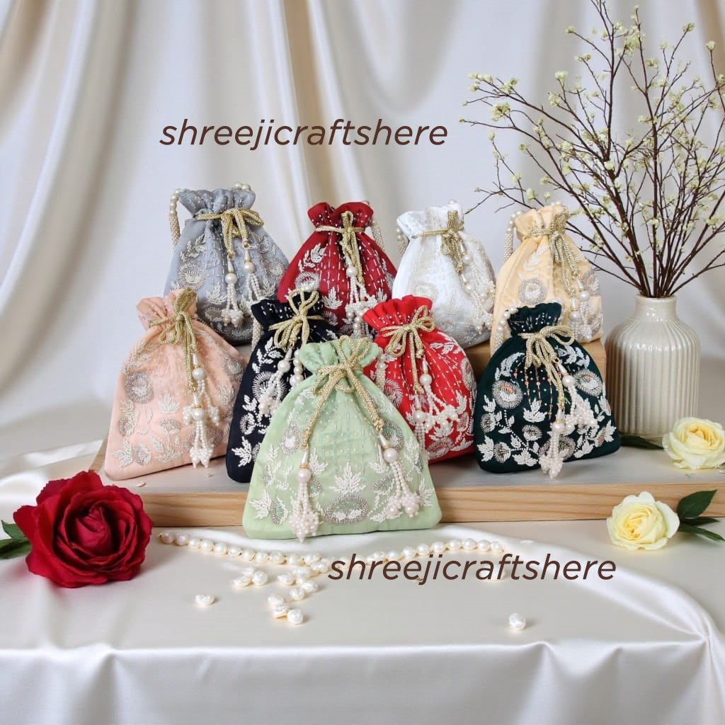 Handcrafted Heavy Potli Bag | Indian Bridal Clutch Purse | Elegant Wedding & Party Accessory - Image 4