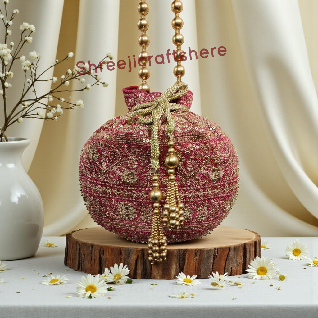 Heavy Embellished Potli Bag | Bridal Party Clutch | Ethnic Handbag for Weddings & Functions - Image 2