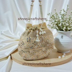 Heavy Embellished Potli Bag | Bridal Party Clutch | Ethnic Handbag for Weddings & Functions